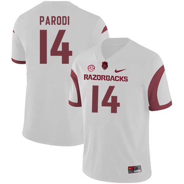 Men #14 Nathan Parodi Arkansas Razorbacks College Football Jerseys Sale-White